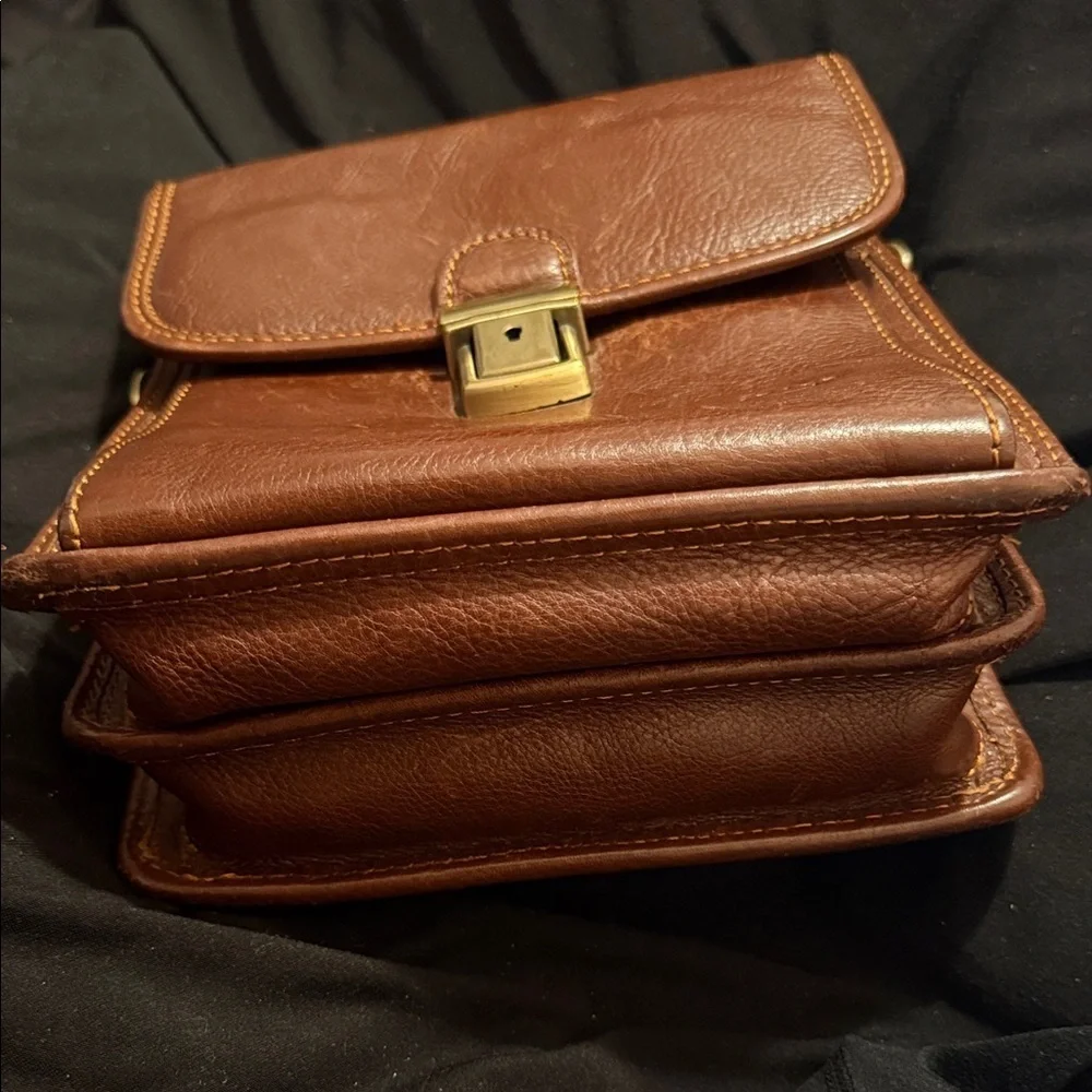 Etrier men's shoulder bag cognac, brown Leather Messenger Bag